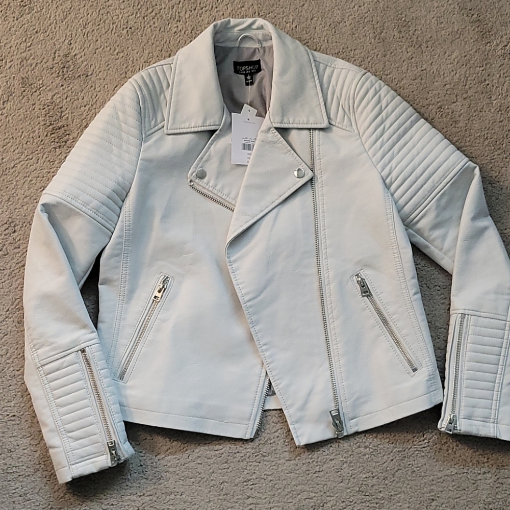 Topshop faux leather biker jacket